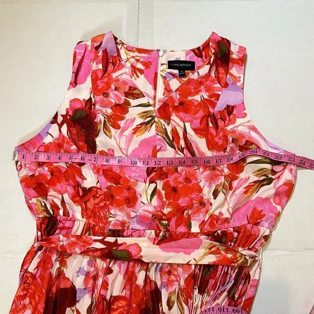 Lane Bryant women’s floral pleated V-neck fit and flare midi dress size 20 - Picture 11 of 12